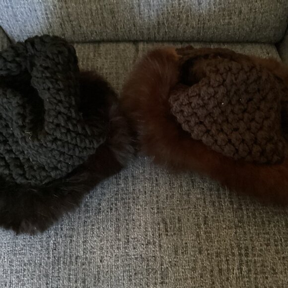 Black and Brown  crochet mink hats main image 4